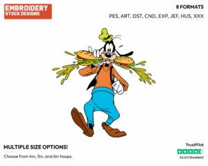 Goofy Eating A Sandwich - Disney's Goofy - Embroidery Design in 3 sizes & 8 formats