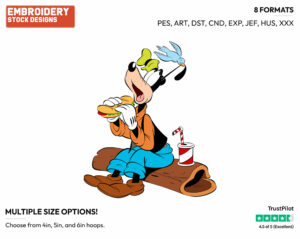 Goofy Eating A Sandwich - Disney's Goofy - Embroidery Design in 3 sizes & 8 formats