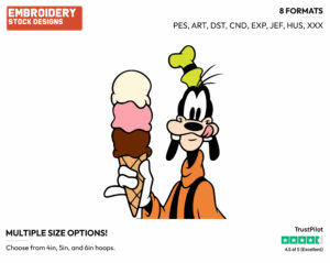 Goofy Holding An Ice Cream Cone - Disney's Goofy - Embroidery Design in 3 sizes & 8 formats
