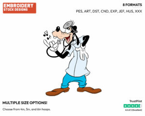 Doctor Goofy Singing Into Stethoscope - Disney's Goofy - Embroidery Design in 3 sizes & 8 formats