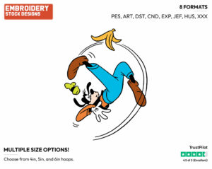 Goofy Slipping On Banana Peel - Disney's Goofy - Embroidery Design in 3 sizes & 8 formats