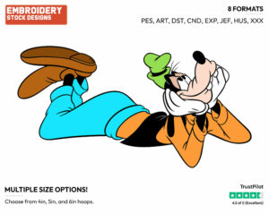 Goofy Relaxing - Disney's Goofy - Embroidery Design in 3 sizes & 8 formats