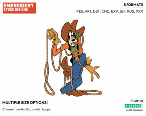 Cowboy Goofy - Disney's Goofy - Embroidery Design in 3 sizes & 8 formats