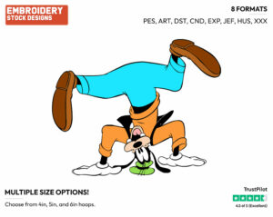 Standing On His Head - Disney's Goofy - Embroidery Design in 3 sizes & 8 formats