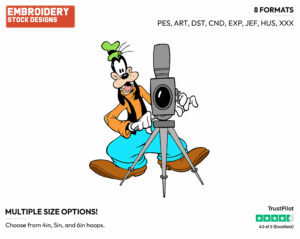 Operating A Camera - Disney's Goofy - Embroidery Design in 3 sizes & 8 formats