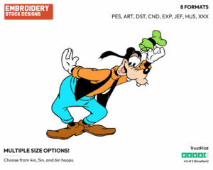 Classic Goofy Tipping His Hat - Disney's Goofy - Embroidery Design in 3 sizes & 8 formats