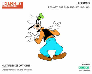 Startled Goofy - Disney's Goofy - Embroidery Design in 3 sizes & 8 formats