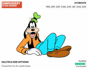 Smiling - Disney's Goofy - Embroidery Design in 3 sizes & 8 formats