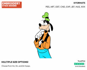 Thinking - Disney's Goofy - Embroidery Design in 3 sizes & 8 formats