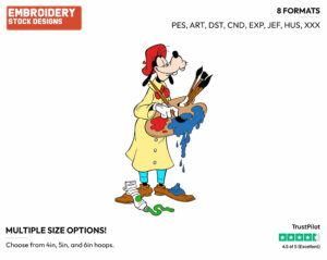 Goofy The Artist Painter - Disney's Goofy - Embroidery Design in 3 sizes & 8 formats