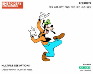 Dancing - Disney's Goofy - Embroidery Design in 3 sizes & 8 formats