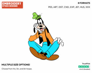 Sitting Down - Disney's Goofy - Embroidery Design in 3 sizes & 8 formats