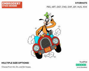 Goofy Driving Car - Disney's Goofy - Embroidery Design in 3 sizes & 8 formats
