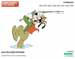 Fishing - Disney's Goofy - Embroidery Design in 3 sizes & 8 formats