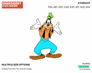 Shrugging - Disney's Goofy - Embroidery Design in 3 sizes & 8 formats