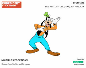 Waving - Disney's Goofy - Embroidery Design in 3 sizes & 8 formats