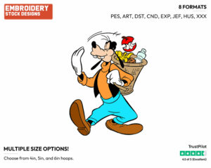 Throwing Apple Core In Trash - Disney's Goofy - Embroidery Design in 3 sizes & 8 formats