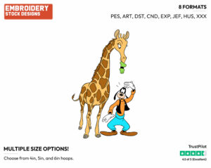 Goofy, Giraffe - Disney's Goofy - Embroidery Design in 3 sizes & 8 formats