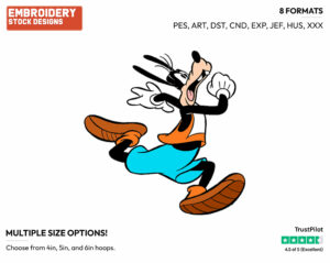 Running Scared - Disney's Goofy - Embroidery Design in 3 sizes & 8 formats