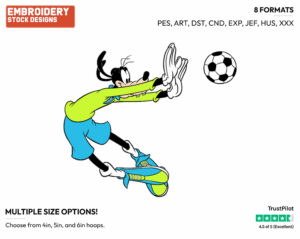 Playing Soccer - Disney's Goofy - Embroidery Design in 3 sizes & 8 formats