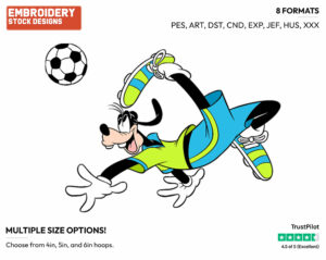 Playing Soccer - Disney's Goofy - Embroidery Design in 3 sizes & 8 formats