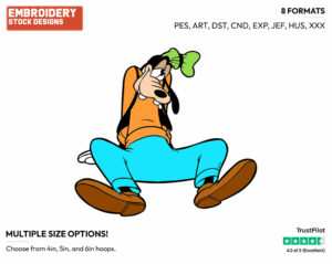 Tired - Disney's Goofy - Embroidery Design in 3 sizes & 8 formats