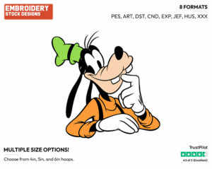 Goofy's Face - Disney's Goofy - Embroidery Design in 3 sizes & 8 formats