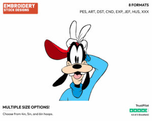 Goofy Rabbit Ears - Disney's Goofy - Embroidery Design in 3 sizes & 8 formats