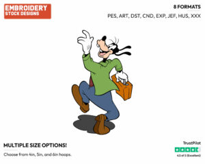 Off To Work - Disney's Goofy - Embroidery Design in 3 sizes & 8 formats