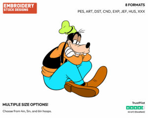 Sitting Down - Disney's Goofy - Embroidery Design in 3 sizes & 8 formats