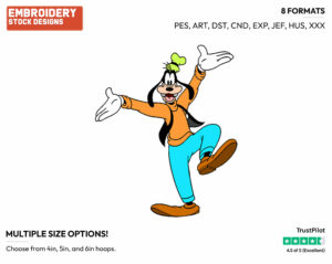 Happy Goofy - Disney's Goofy - Embroidery Design in 3 sizes & 8 formats
