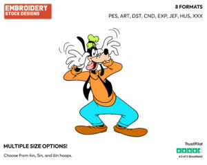 Silly Goofy - Disney's Goofy - Embroidery Design in 3 sizes & 8 formats