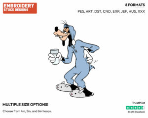 Goofy In Pyjamas - Disney's Goofy - Embroidery Design in 3 sizes & 8 formats