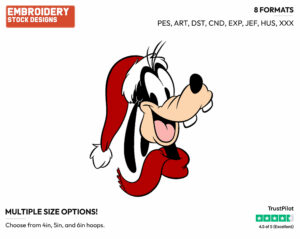 Wearing Winter Scarf, Hat - Disney's Goofy - Embroidery Design in 3 sizes & 8 formats
