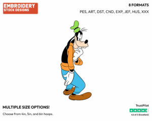 Coy Goofy - Disney's Goofy - Embroidery Design in 3 sizes & 8 formats