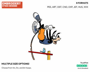 Pole Vaulting - Disney's Goofy - Embroidery Design in 3 sizes & 8 formats