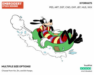 Goofy Inner Tube - Disney's Goofy - Embroidery Design in 3 sizes & 8 formats