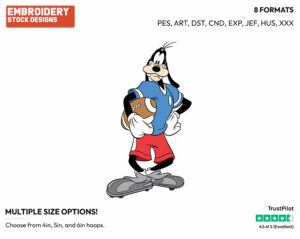Standing With Football - Disney's Goofy - Embroidery Design in 3 sizes & 8 formats