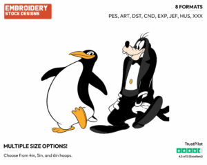 Walking With Penguin - Disney's Goofy - Embroidery Design in 3 sizes & 8 formats