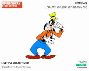 Thinking Hard - Disney's Goofy - Embroidery Design in 3 sizes & 8 formats