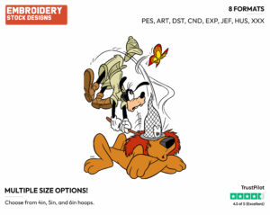 Playing Basketball - Disney's Goofy - Embroidery Design in 3 sizes & 8 formats