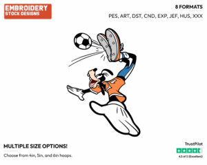 Playing Soccer - Disney's Goofy - Embroidery Design in 3 sizes & 8 formats