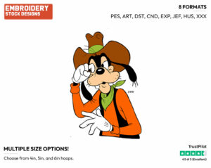 Cowboy Goofy - Disney's Goofy - Embroidery Design in 3 sizes & 8 formats