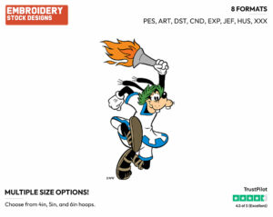 Carrying Olympic Torch - Disney's Goofy - Embroidery Design in 3 sizes & 8 formats