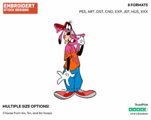 Covered In Bubble Gum - Disney's Goofy - Embroidery Design in 3 sizes & 8 formats