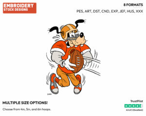 Playing Football - Disney's Goofy - Embroidery Design in 3 sizes & 8 formats