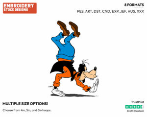 Walking On Hands - Disney's Goofy - Embroidery Design in 3 sizes & 8 formats