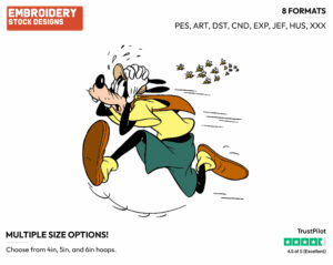 Chased By Bees - Disney's Goofy - Embroidery Design in 3 sizes & 8 formats