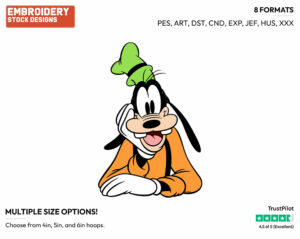 Goofy With Hand On Chin - Disney's Goofy - Embroidery Design in 3 sizes & 8 formats