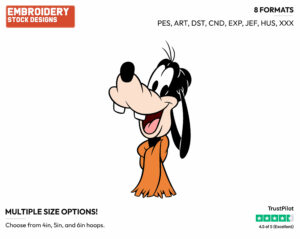 Goofy Wearing A Scarf - Disney's Goofy - Embroidery Design in 3 sizes & 8 formats